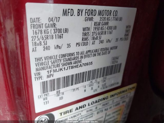 2017 FORD EXPEDITION EL 1FMJK1JT8HEA70935 Photo 8