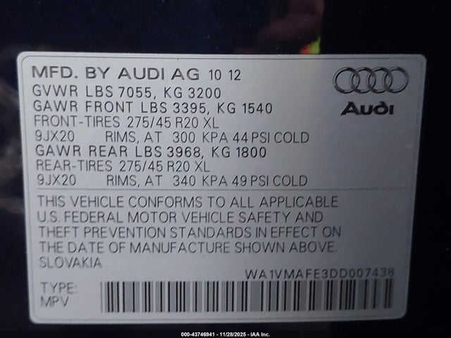 2013 AUDI Q7 WA1VMAFE3DD007438 Photo 8