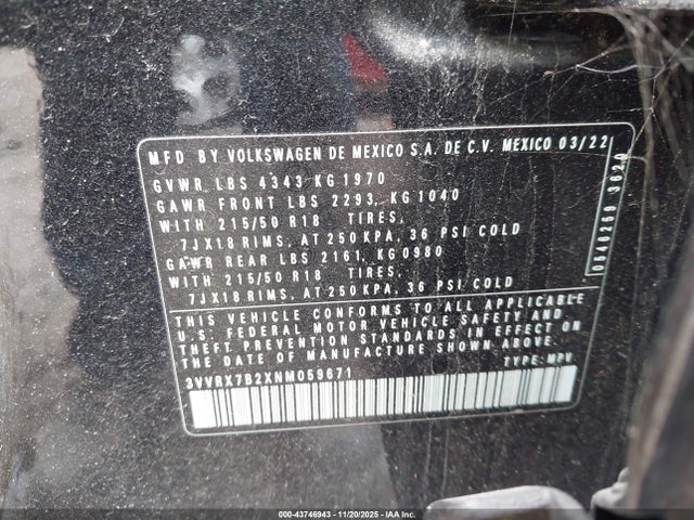 3VVRX7B2XNM059671 Volkswagen Taos 1.5t Se