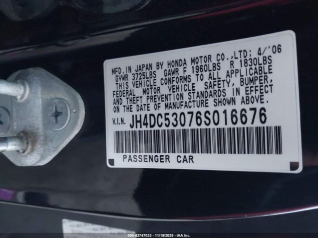 2006 ACURA RSX JH4DC53076S016676 Photo 8