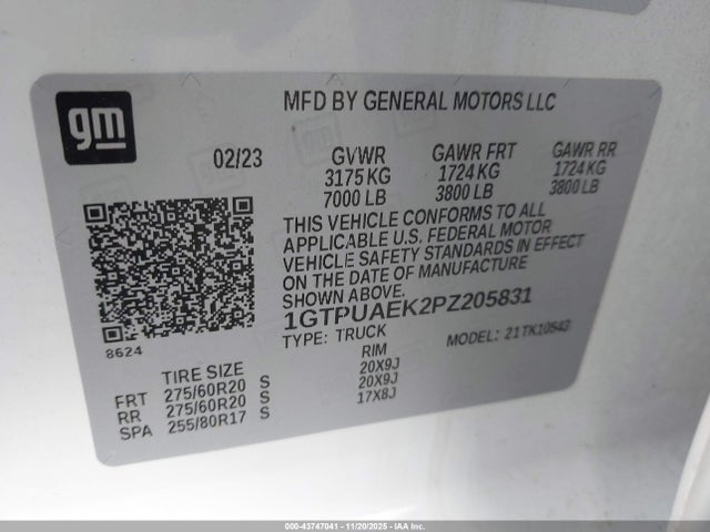 1GTPUAEK2PZ205831 GMC Sierra 1500 4wd Short Box Pro