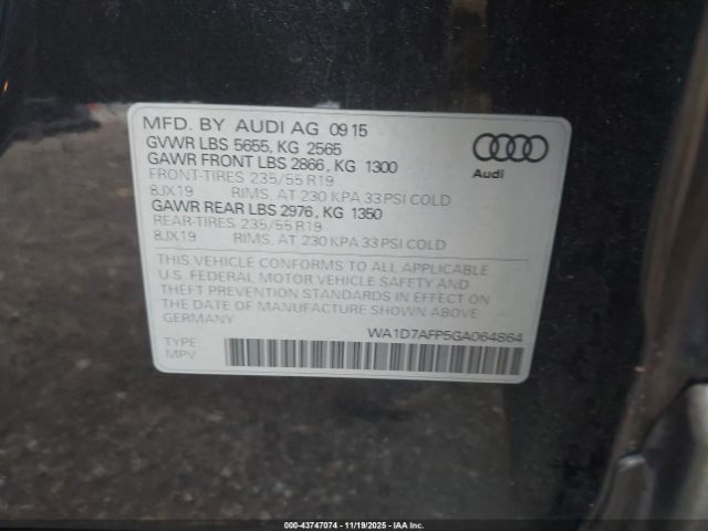 2016 AUDI Q5 WA1D7AFP5GA064864 Photo 8