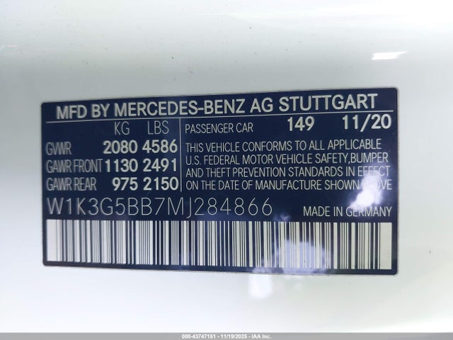 W1K3G5BB7MJ284866 Mercedes-Benz Amg A 35 4matic