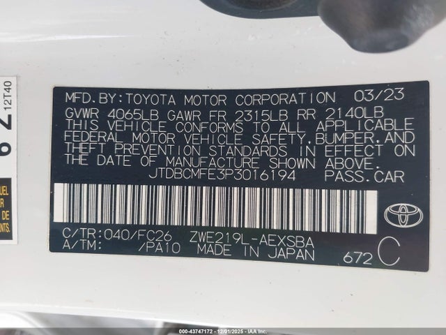 2023 TOYOTA COROLLA JTDBCMFE3P3016194 Photo 8