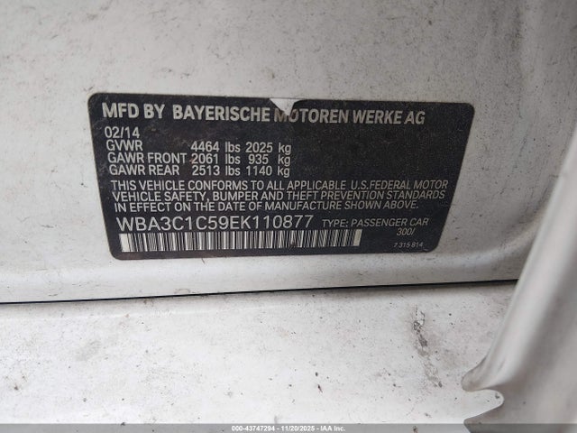 Aukcja sprzedaży 2014 Bmw 328i, vin: WBA3C1C59EK110877, numer aukcji: 43747294