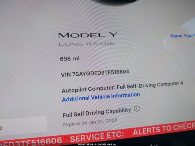 2026 TESLA MODEL Y 7SAYGDED3TF516606 Photo 6