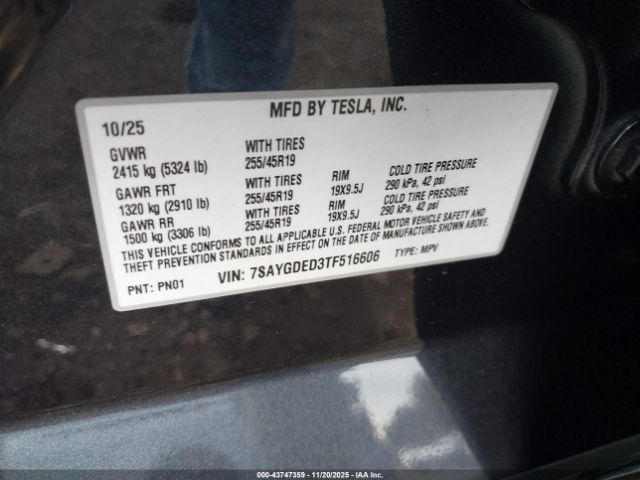 2026 TESLA MODEL Y 7SAYGDED3TF516606 Photo 8