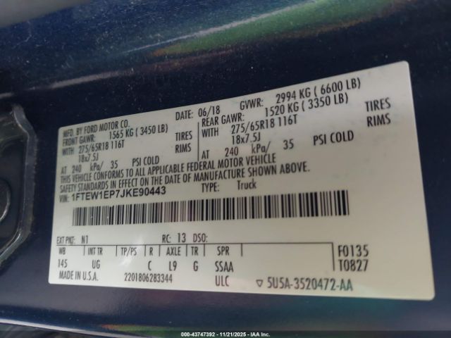 2018 FORD F-150 1FTEW1EP7JKE90443 Photo 8