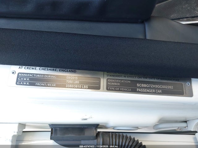 2016 BENTLEY MULSANNE SCBBG7ZH3GC002262 Photo 8