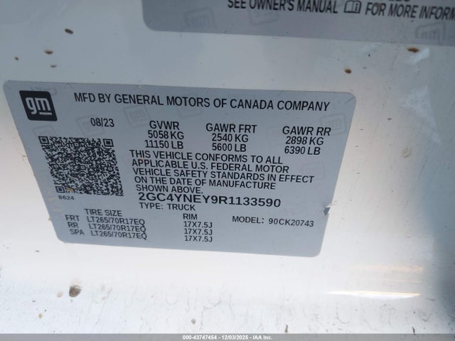 2GC4YNEY9R1133590 Chevrolet Silverado 2500hd 4wd Standard Bed Lt