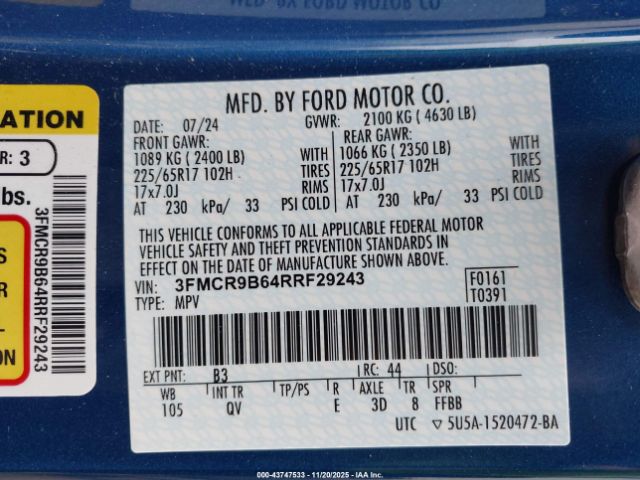 2024 FORD BRONCO SPORT 3FMCR9B64RRF29243 Photo 8