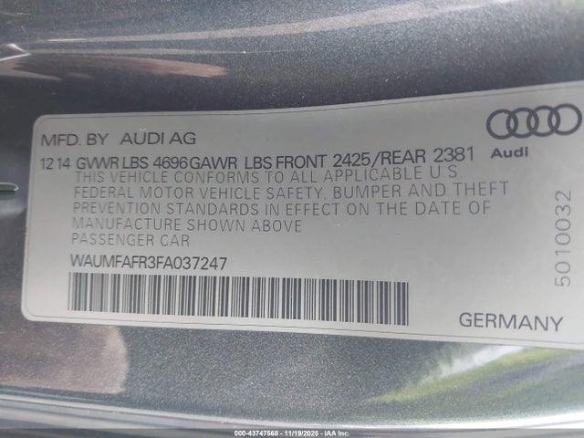 2015 AUDI A5 WAUMFAFR3FA037247 Photo 8