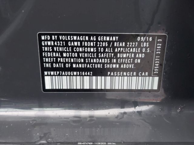 2016 VOLKSWAGEN E-GOLF WVWKP7AU0GW916442 Photo 8