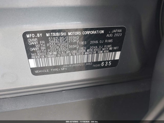 2024 MITSUBISHI OUTLANDER JA4J4VA86RZ013462 Photo 8