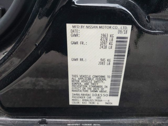 2019 NISSAN ALTIMA 1N4BL4BV6KC104550 Photo 8