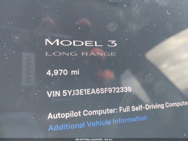 2025 TESLA MODEL 3 5YJ3E1EA6SF972339 Photo 6