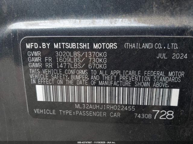 2024 MITSUBISHI MIRAGE ML32AUHJ1RH022455 Photo 8