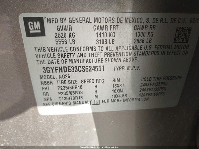 2012 CADILLAC SRX 3GYFNDE33CS624551 Photo 8