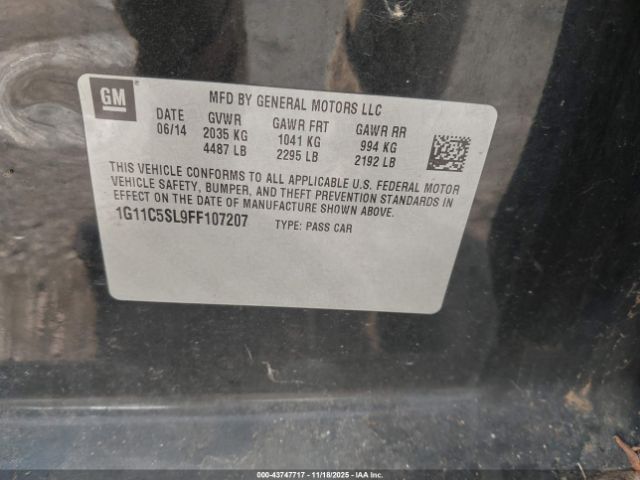 2015 CHEVROLET MALIBU 1G11C5SL9FF107207 Photo 8