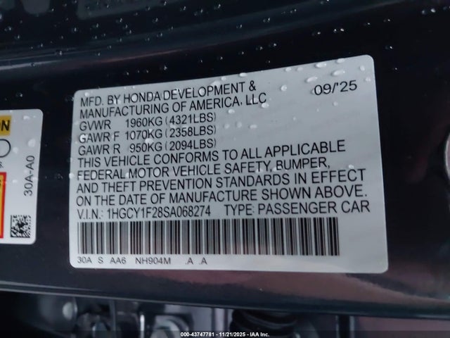 1HGCY1F28SA068274 Honda ACCORD LX