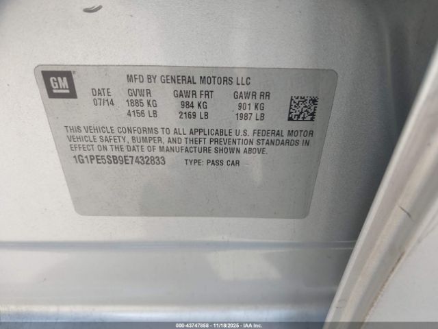 2014 CHEVROLET CRUZE 1G1PE5SB9E7432833 Photo 8