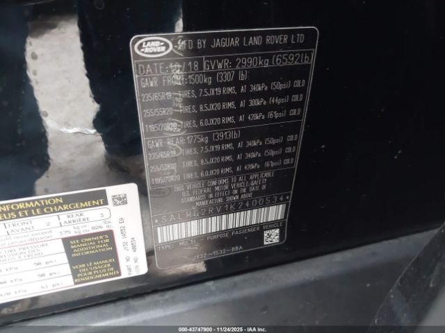 2019 LAND ROVER DISCOVERY SALRG2RV1K2400534 Photo 8