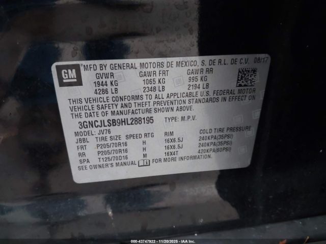 2017 CHEVROLET TRAX 3GNCJLSB9HL288195 Photo 8