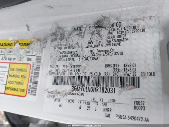 2017 FORD FUSION HYBRID 3FA6P0LU0HR182031 Photo 8