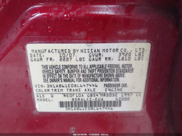 2008 NISSAN SENTRA 3N1AB61E08L647446 Photo 8