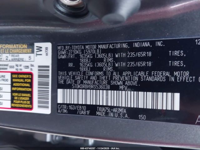 2024 TOYOTA HIGHLANDER 5TDKDRBH9RS536038 Photo 8