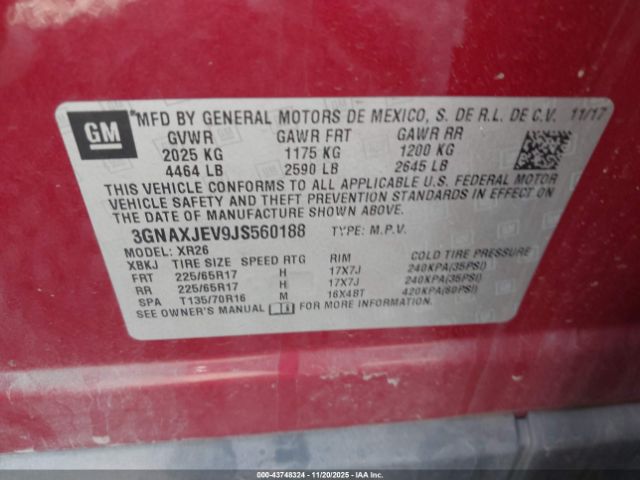 2018 CHEVROLET EQUINOX 3GNAXJEV9JS560188 Photo 8