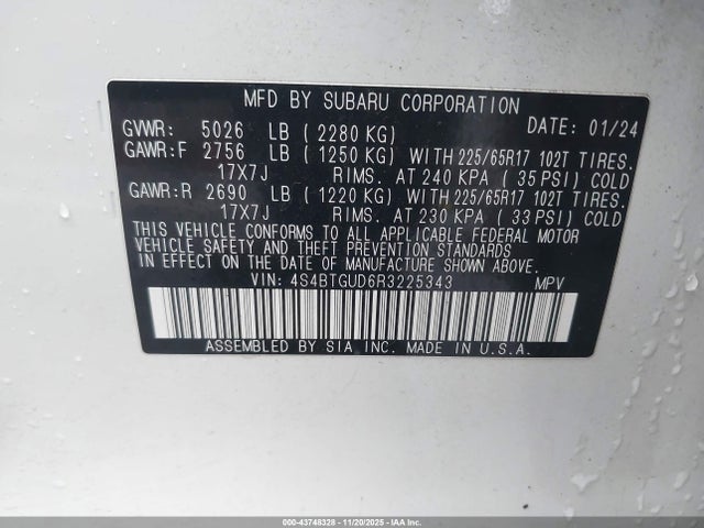 2024 SUBARU OUTBACK 4S4BTGUD6R3225343 Photo 8
