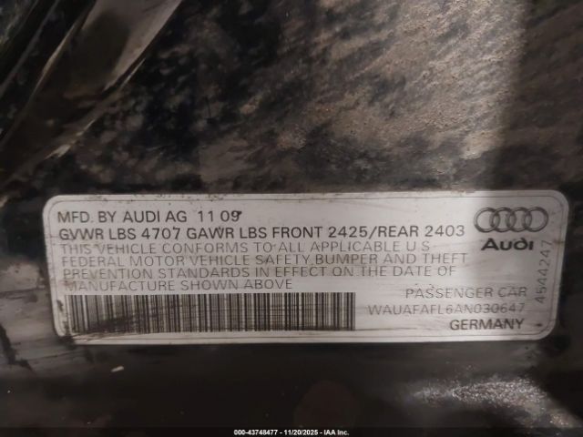 2010 AUDI A4 WAUAFAFL6AN030647 Photo 8