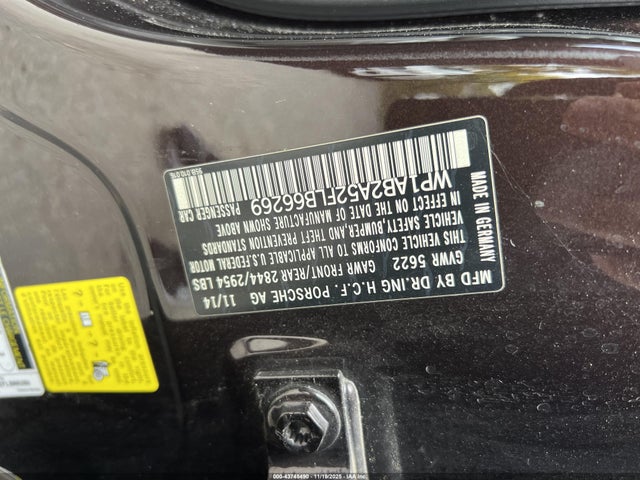 Aukcja sprzedaży 2015 Porsche Macan S, vin: WP1AB2A52FLB66269, numer aukcji: 43748490