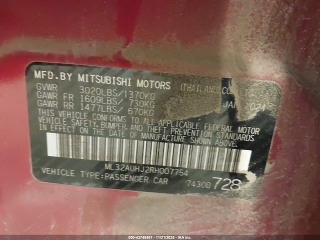 2024 MITSUBISHI MIRAGE ML32AUHJ2RH007754 Photo 8