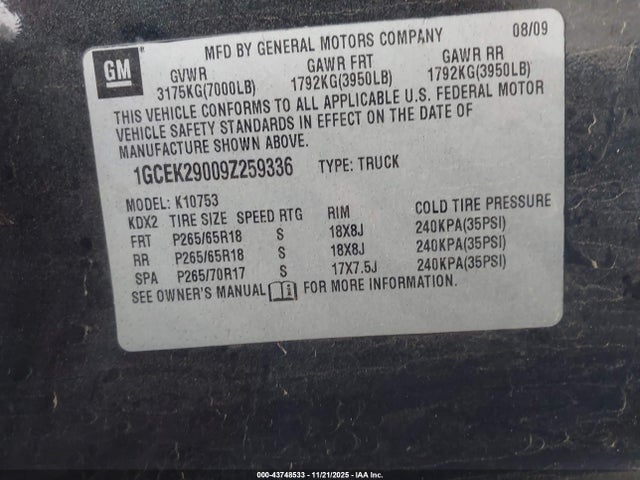 2009 CHEVROLET SILVERADO 1500 1GCEK29009Z259336 Photo 8