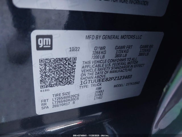 Продажа на аукционе авто 2023 Gmc Sierra 1500 4wd  Short Box At4, vin: 1GTUUEE82PZ123483, номер лота: 43748541