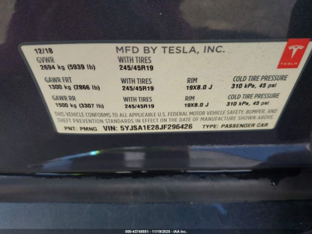 2018 TESLA MODEL S 5YJSA1E28JF296426 Photo 8