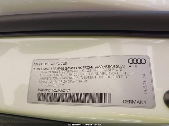 2018 AUDI A5 WAUBNCF52JA082174 Photo 8