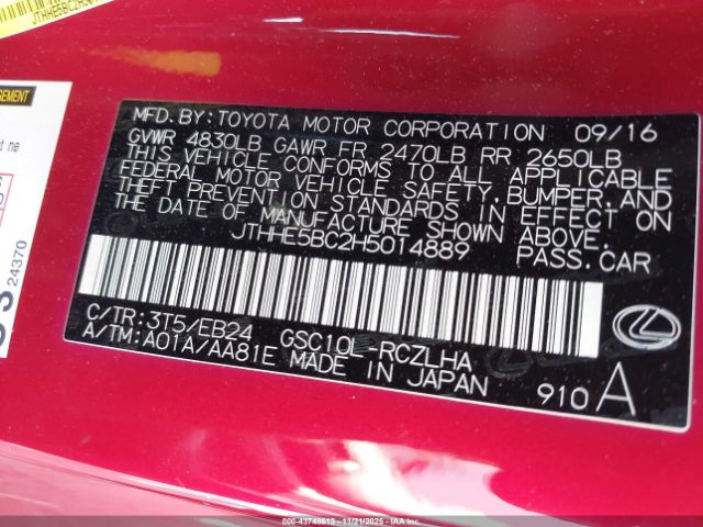 2017 LEXUS RC 350 JTHHE5BC2H5014889 Photo 8