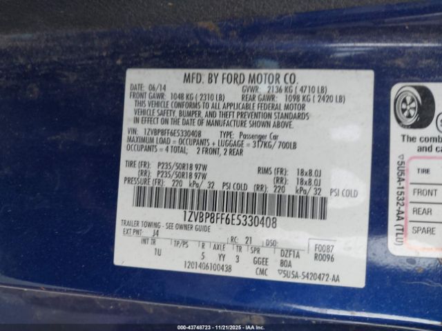 2014 FORD MUSTANG 1ZVBP8FF6E5330408 Photo 8