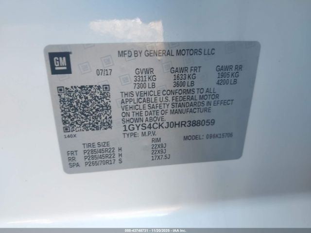 2017 CADILLAC ESCALADE 1GYS4CKJ0HR388059 Photo 8