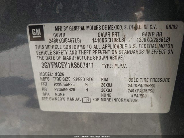 2010 CADILLAC SRX 3GYFNCEY1AS507411 Photo 8