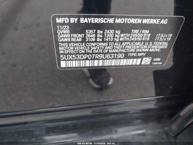 5UX53DP07R9U63190 BMW X3 Xdrive30i