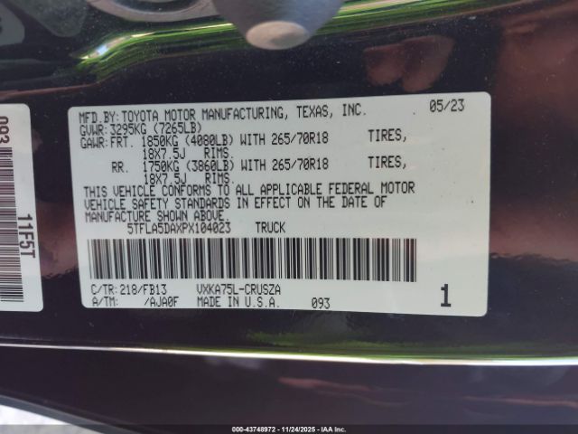 2023 TOYOTA TUNDRA 5TFLA5DAXPX104023 Photo 8