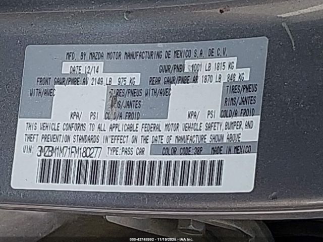 2015 MAZDA MAZDA3 3MZBM1M71FM180277 Photo 8