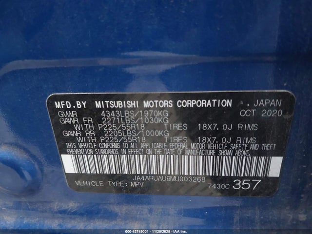 2021 MITSUBISHI OUTLANDER SPORT JA4ARUAU6MU003268 Photo 8