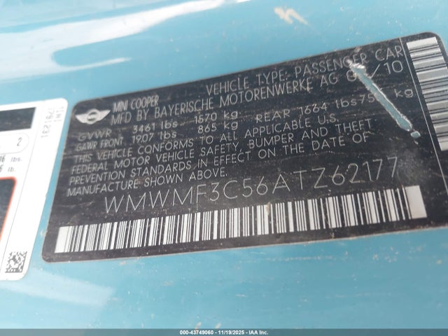 2010 MINI COOPER WMWMF3C56ATZ62177 Photo 8