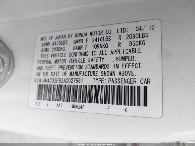 2010 ACURA TSX JH4CU2F62AC027661 Photo 8