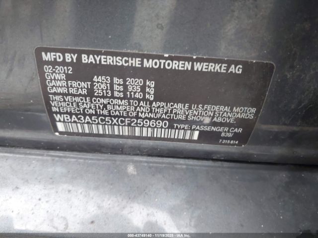 2012 BMW 328I WBA3A5C5XCF259690 Photo 8